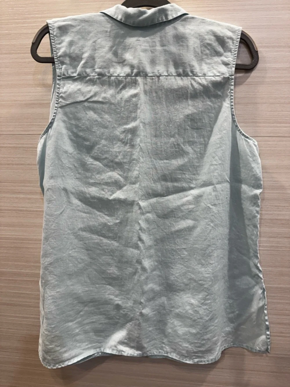 J. Jill Sleeveless Pale Blue Button-Front 100% LinenTunic size Large - Picture 3 of 6